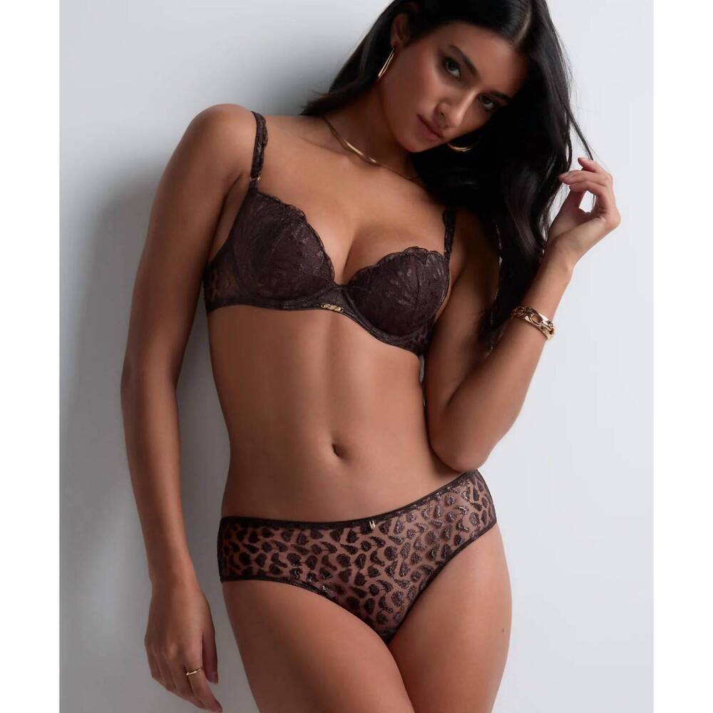 NEW AUBADE crazy in love hipster brief in satin brown